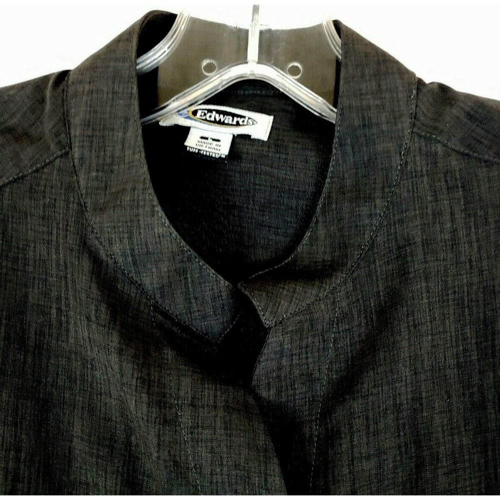 Edwards Women Large Banded Collar Shirt Charcoal Broadcloth Long Sleeve 5398-079